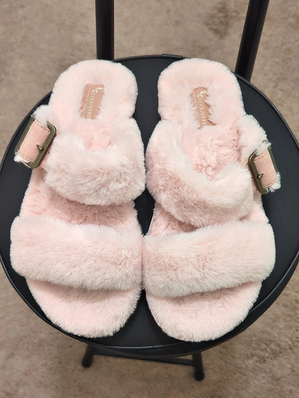 Koolaburra by UGG Furr-ah Slide Sandal Faux Fur Buckle Slippers in Pink